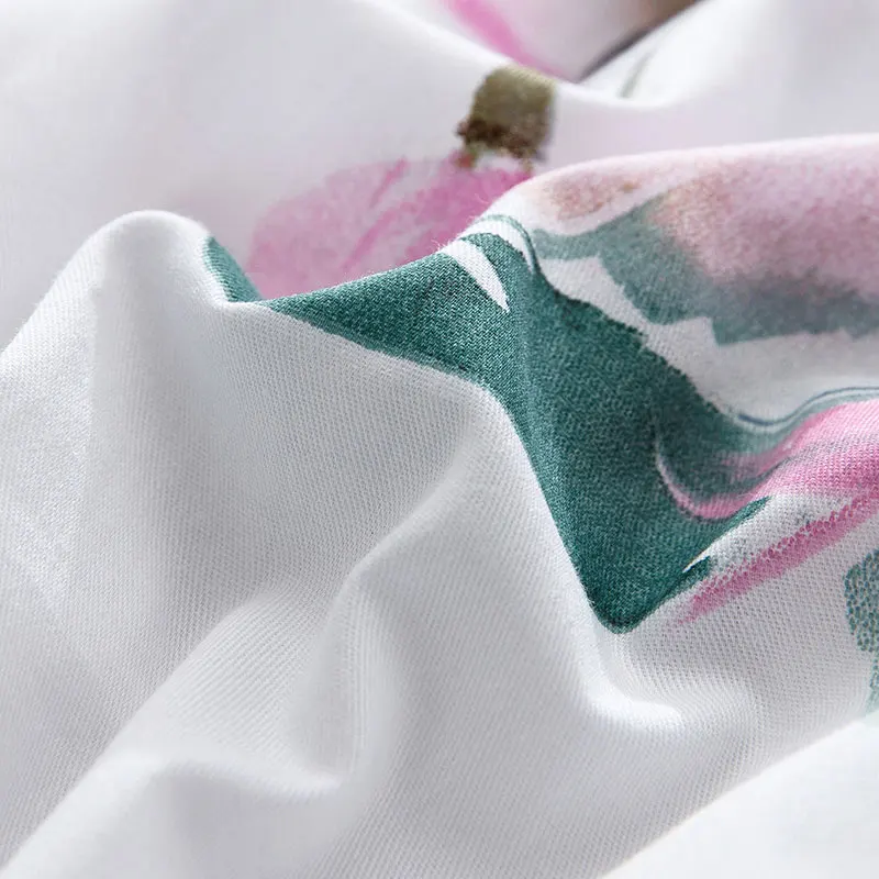 Tropical Rainforest Banana Leaf Design Washed Cotton Bedding Set Nordic Simple Duvet Cover Pillowcase Home Bedroom Living | Дом и сад