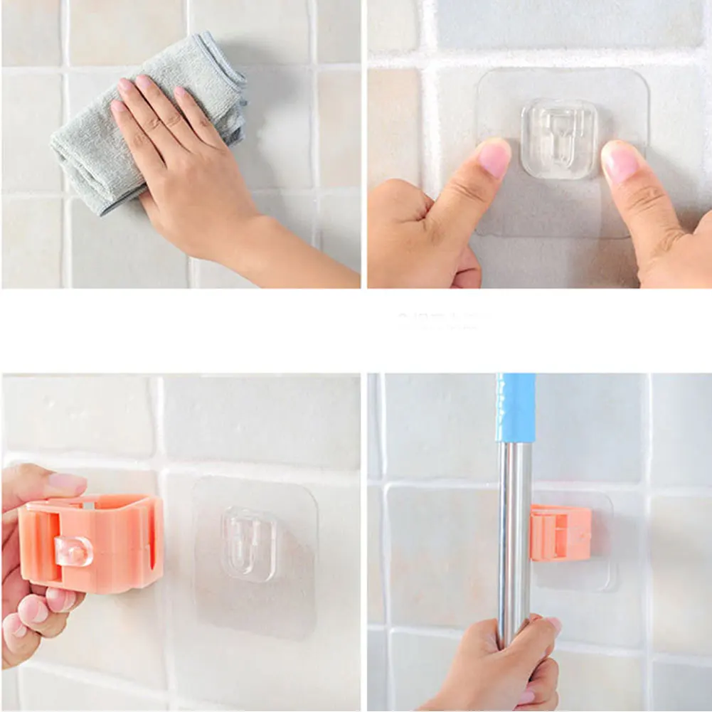 Беспроводные крючки для швабры Dropship в ванную комнату держатель ванной комнаты