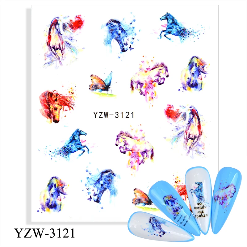 

1 PC Flower Nail Stickers Unicorn Rainbow Water Transfer Tips Nail Art Sticker Decals