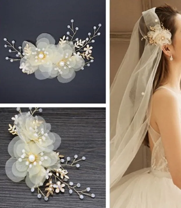 Цветочные заколки для волос цвета шампанского золотистые шпильки стразы женщин