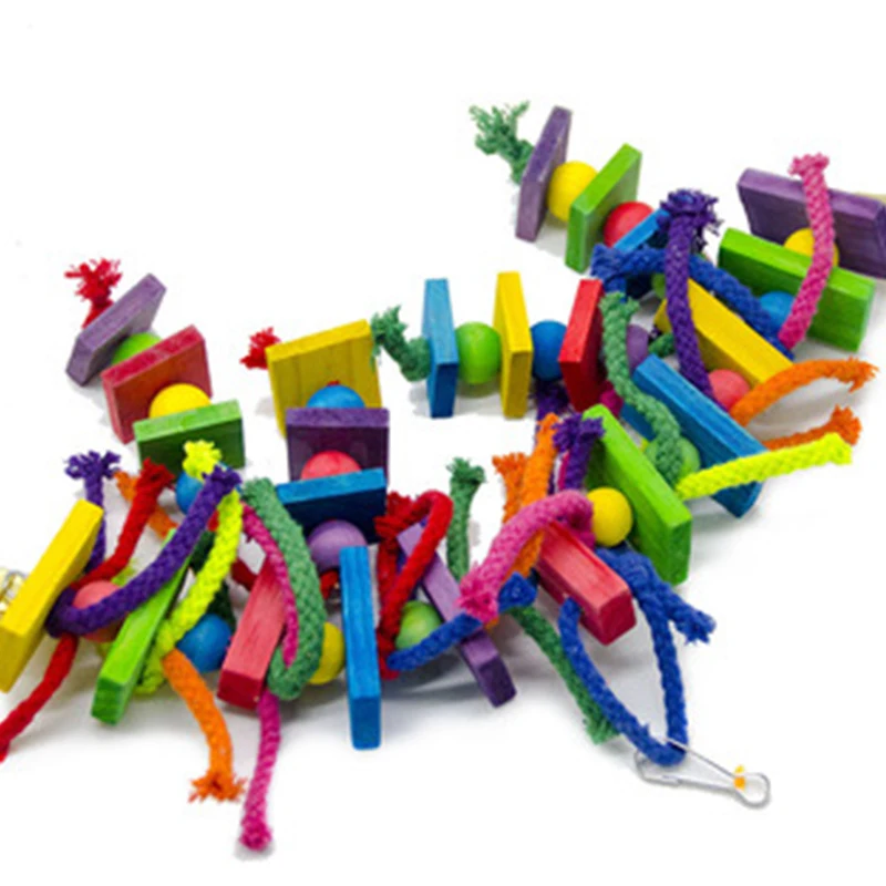 1 шт красочный Попугай попугай дерево ВЕРЕВОЧНАЯ ИГРУШКА деревянная