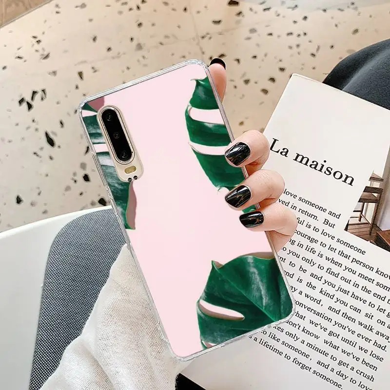 

Tropical plant banana leaves Phone Case Transparent for Samsung A71 S9 10 20 HUAWEI p30 40 honor 10i 8x xiaomi note 8 Pro 10t 11