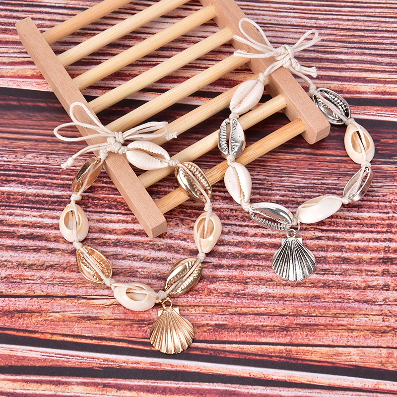 Натуральный Каури бусины в виде ракушки ножной браслет на ногу ручной работы