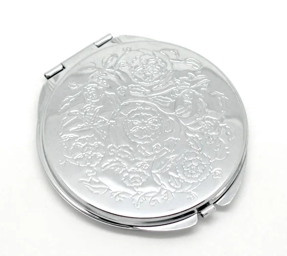 Portable Women Stainless Steel Makeup Mirror Hand Pocket Folded-Side Cosmetic Make Up Small Various Shapes Double | Дом и сад