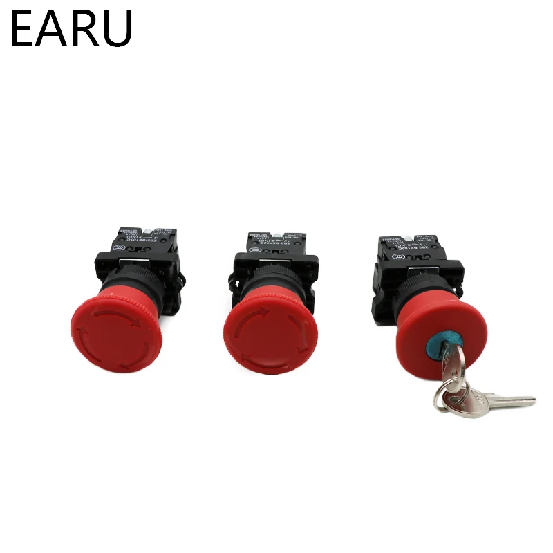 Флюоресцентный кнопочный выключатель с фиксацией грибовидной