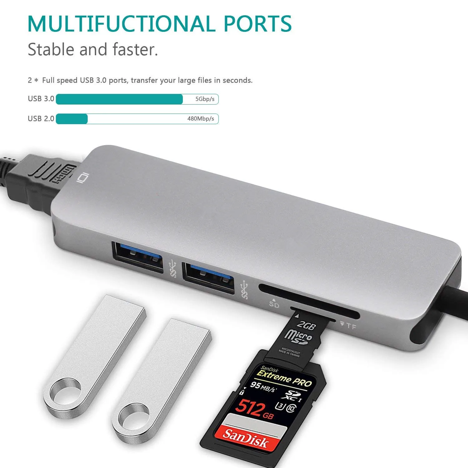 USB 3. 0 Type-C Hub к HDMI-совместимый адаптер 4K Thunderbolt 3 C TF SD Reader слот PD для MacBook Pro/Air/Huawei Mate |