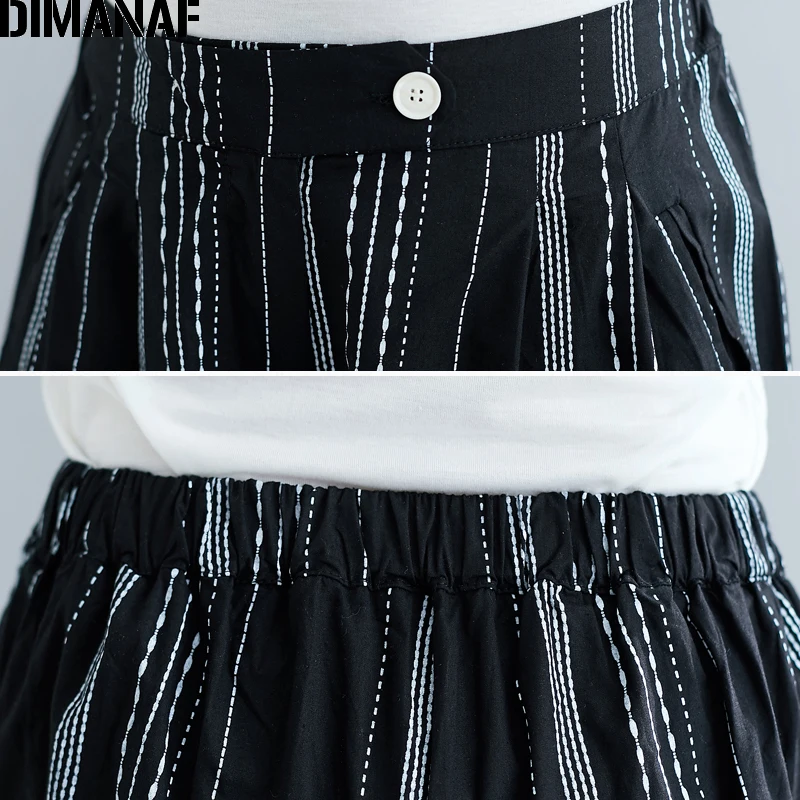 

DIMANAF Plus Size Women Pants Trousers Pantalones Long Oversize Vintage Cotton Print Striped Female Wide Leg Pants Loose Clothes