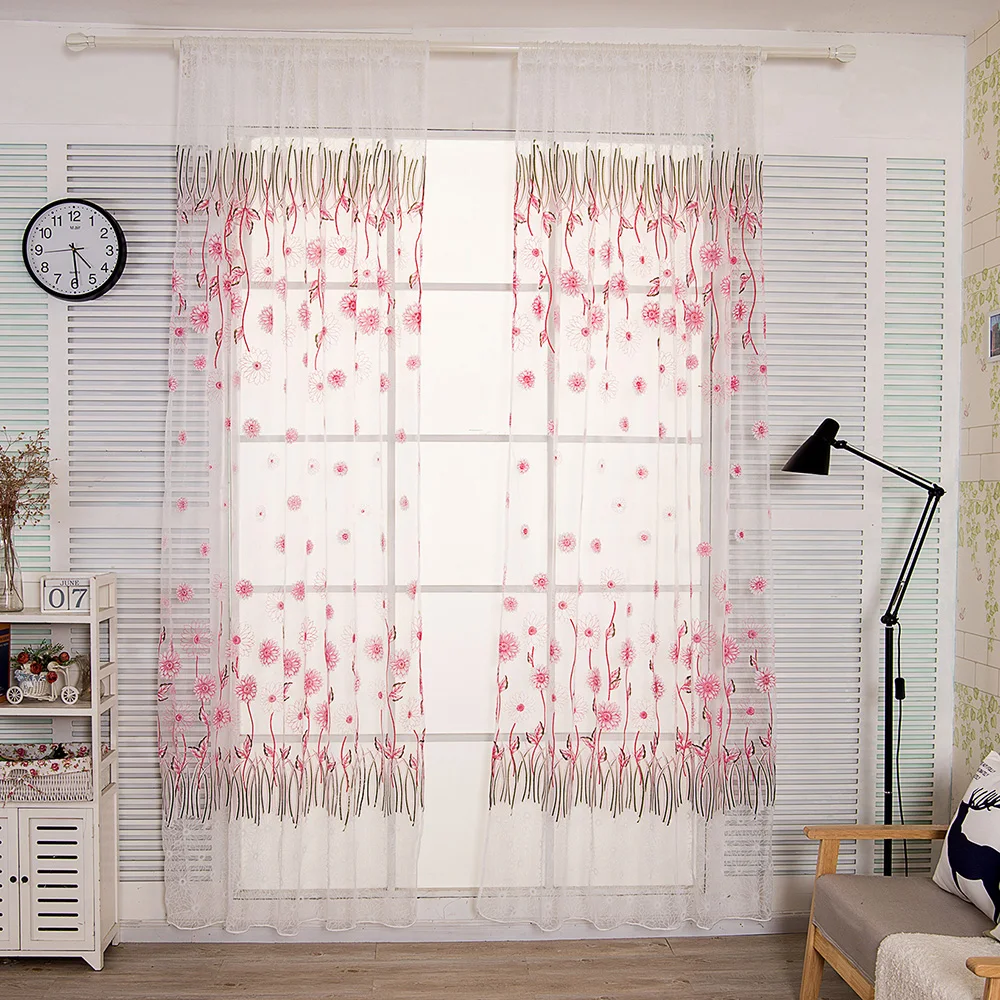 Прочная Цветочная занавеска для окна или двери панель занавесок разделитель