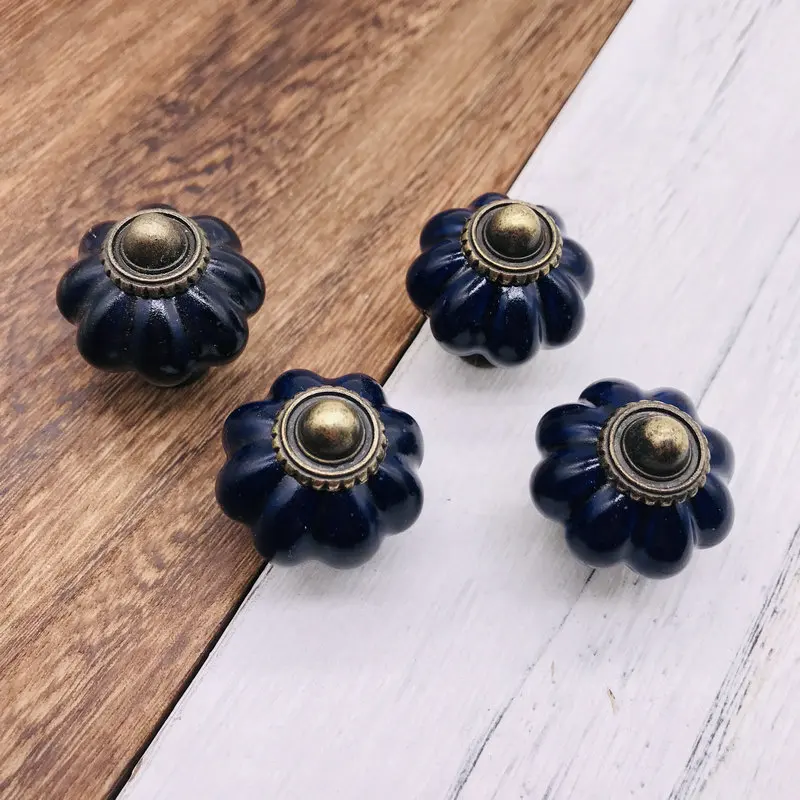 8 шт. в европейском стиле кобальтовые синие керамические ручки форме тыкв