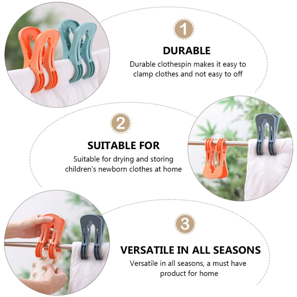 

4Pcs Clothespins Quilt Clips Clothes Drying Clothes Fixing Clamps (Random Color)