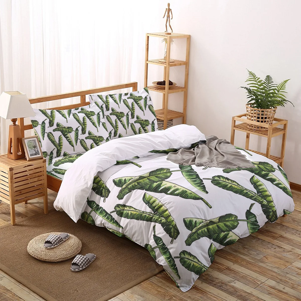 

Tropical Plant Banana Leave Pattern Bedding Set Sheet Linens Twin Size Duvet Cover Set For Bed Cover Pillowcase For Home