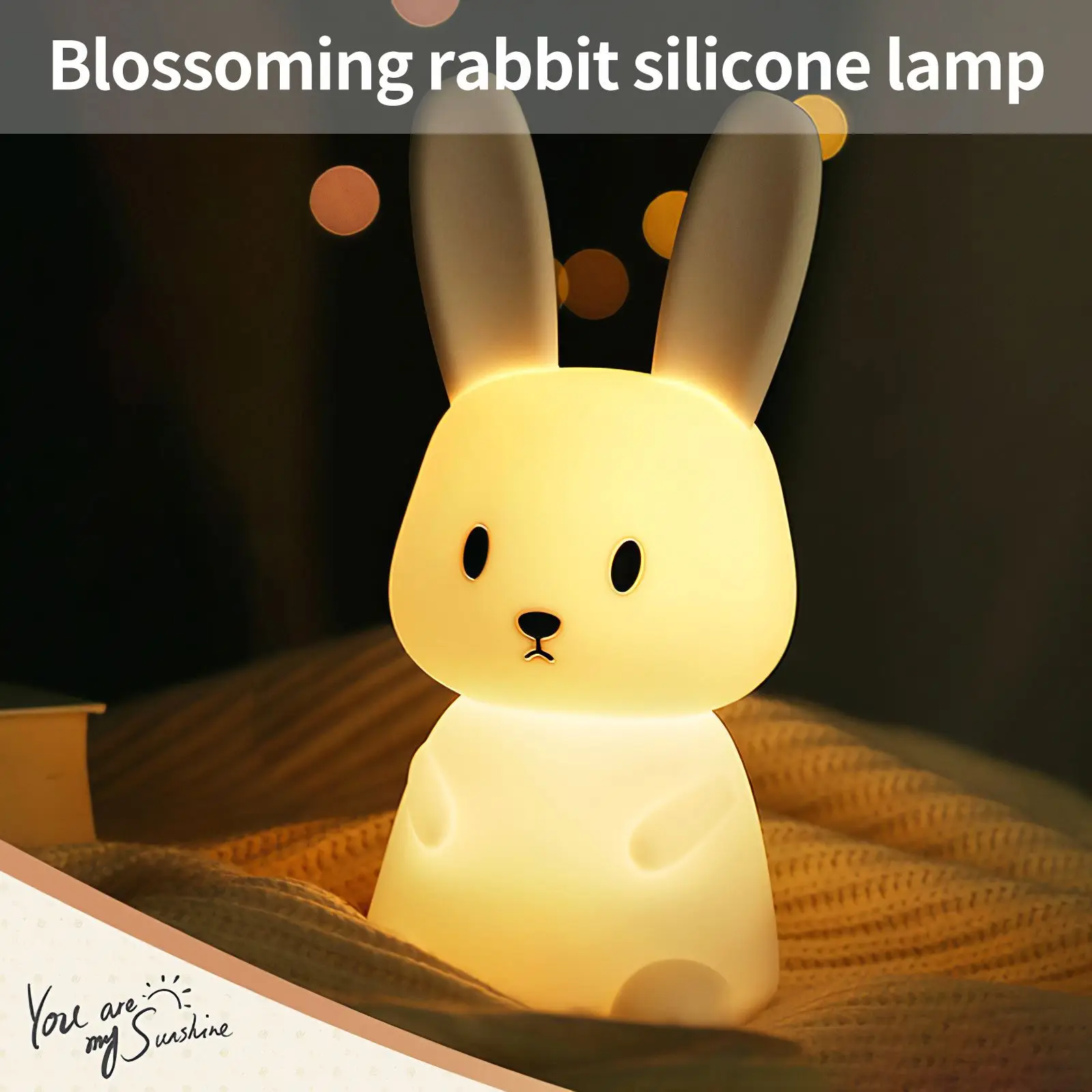 

Силиконовый светодиодный ночник в виде кролика с сенсорным датчиком, 7-цветный таймер, прикроватная лампа с USB-зарядкой для щенков, подарок д...
