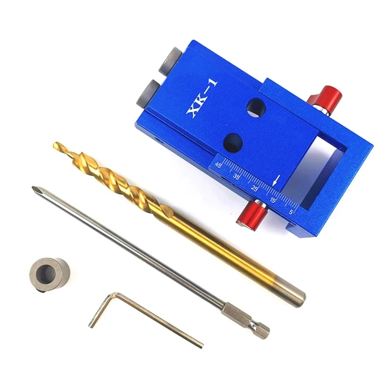 

Aluminum Pocket Hole Jig Kit Wood Hole Saw 9.5mm Step Drill Bits 150mm PH2 Screwdriver Bit With Pocket Plugs Screws