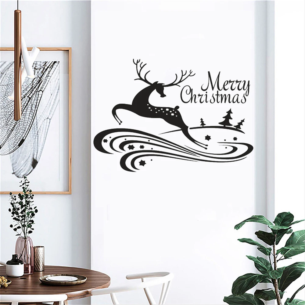 

Merry Christmas Window Wall Decal Clings Snowman Wall Stickers Christmas Decor Vinyl Art Mural Holiday Decor CH353