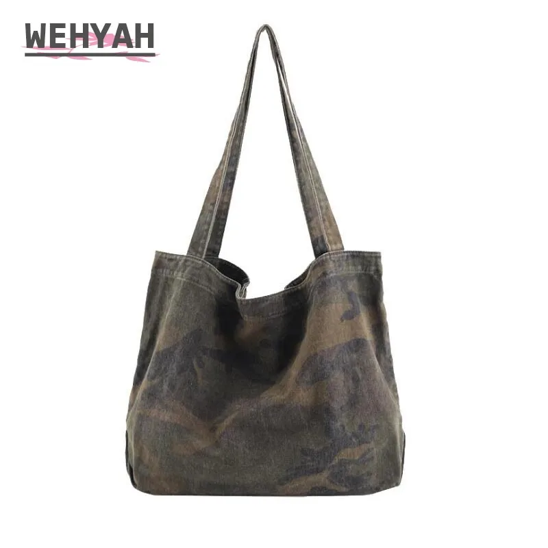

Wahyah Camouflage Clutch Navy Canvas Ladies Hand Bags for Woman Handbags Oversize Purse Shoulder Bag Large Casual Bags ZY037