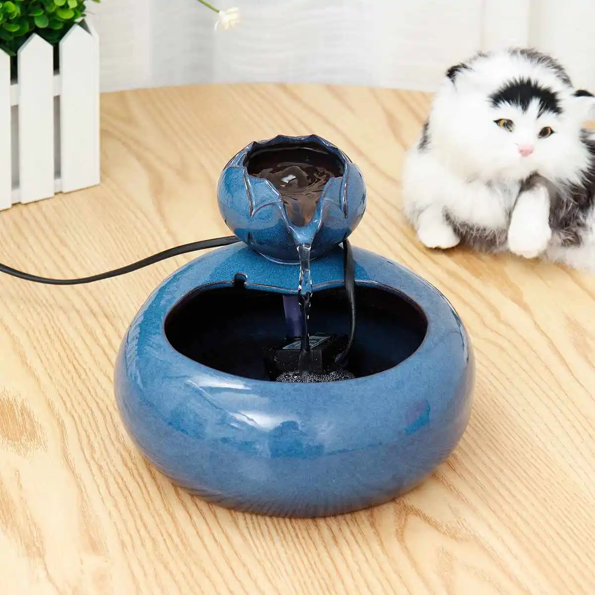 USB Электрический собачий Кот керамический 1.3L кошачий фонтан питомец поилка чаша автоматический цикл питьевой Диспенсер инструменты с водяным насосом