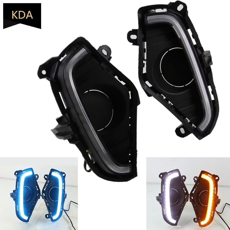 

2 шт. авто DRL 12V Светодиодный дневной ходовой светильник с поворотным сигналом противотуманная фара Водонепроницаемая синяя желтая белая дл...