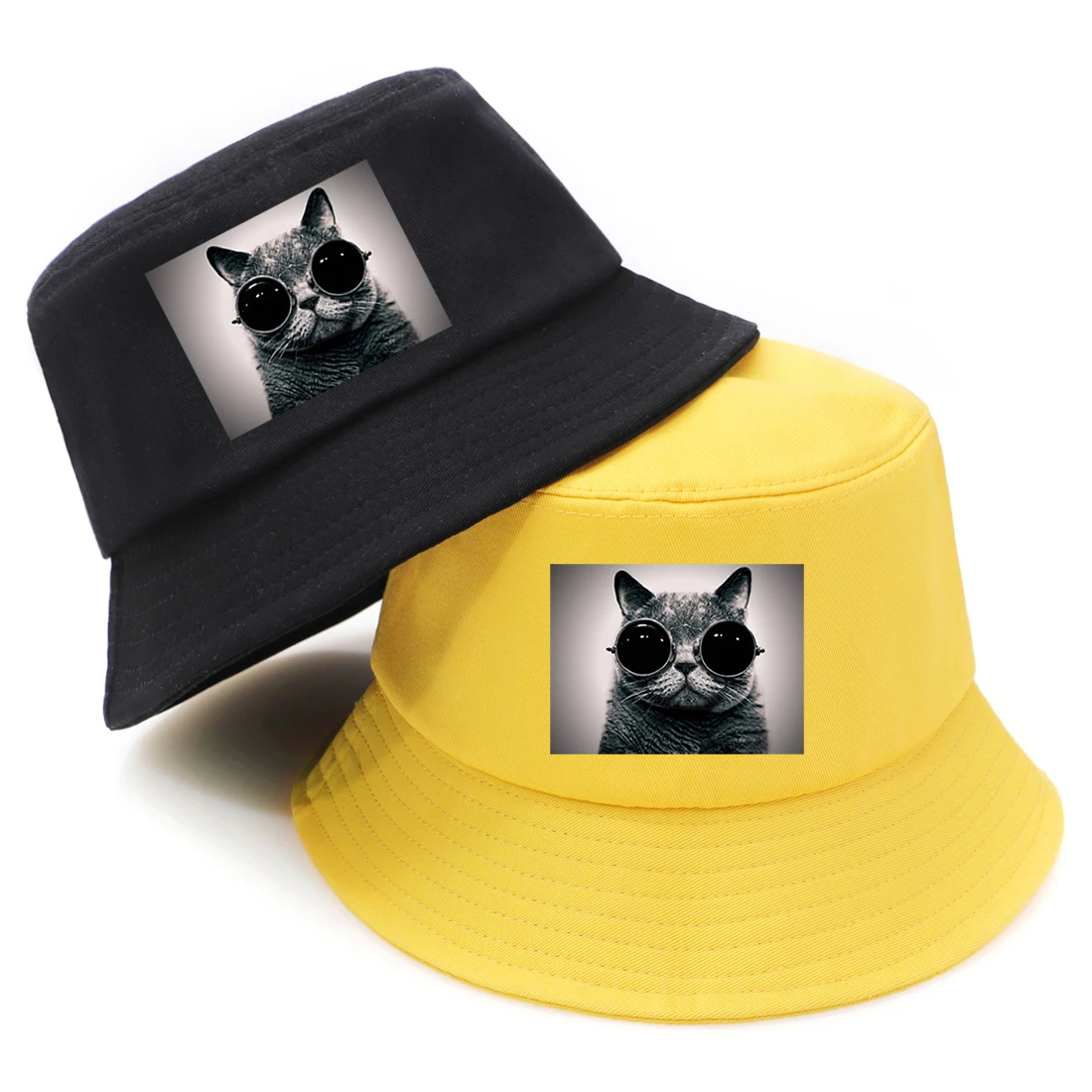 

Cool Cute Cat Prints Sun Prevent Bucket Hat Male Headwear Fisherman Hats Women Funny Top Bucket Caps Fashion Soft Panama Chapeu