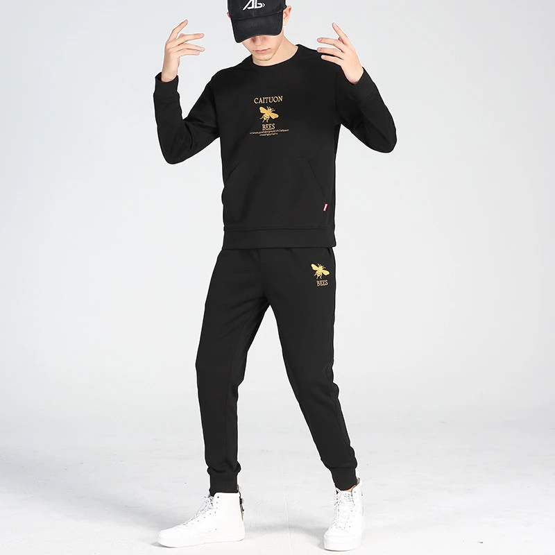 

Casual Sport Suit Male Men's Embroidered Hoodie Two Piece Set 2020 Spring Autumn New Tracksuit Clothes Men Track Gym Streetwear