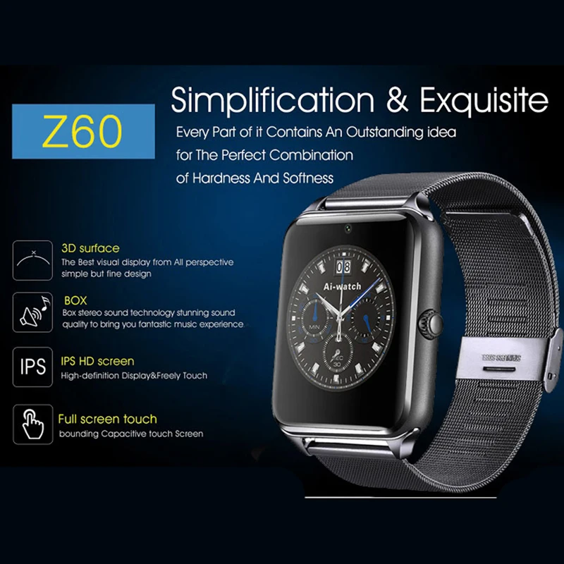 Смарт-сенсорный экран Z60 Bluetooth Спортивная музыкальная камера для звонков