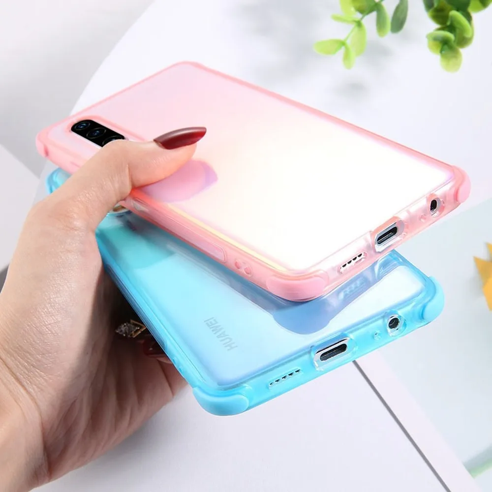 Simple Transparent Phone Case for Huawei P30 Lite Mate 20 Pro Anti-knock Soft TPU Silicone Solid Color Back Cover |