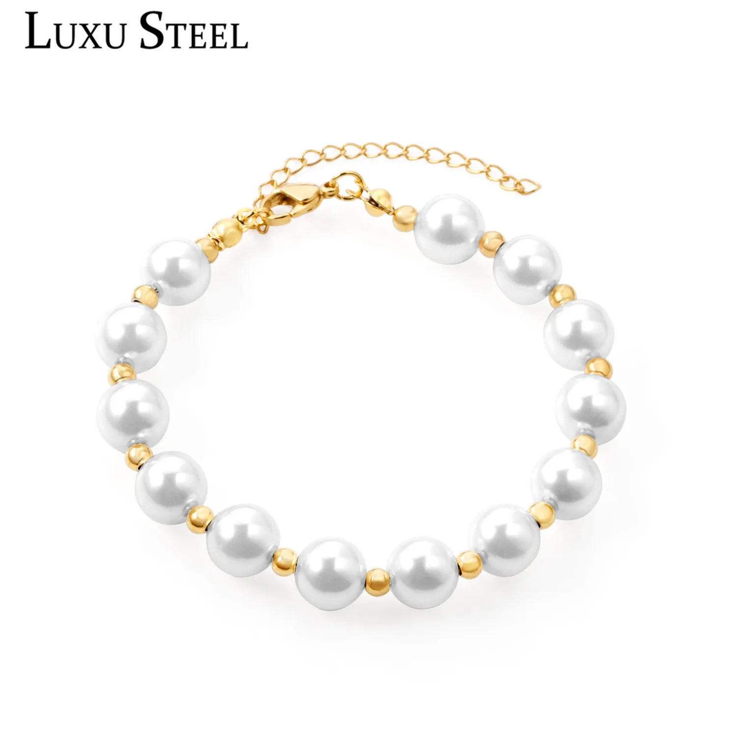 Lusu стальные мужские браслеты 2020 нержавеющая сталь имитация жемчуга Омар