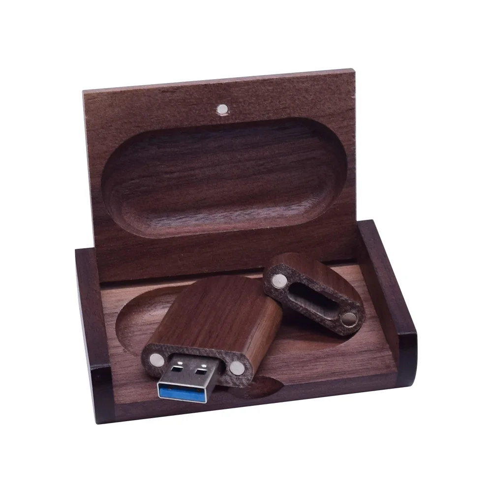 Walnut with box 3.0 Эллиптическая форма деревянная память USB с коробкой флэш-накопитель 3,0 Пользовательский логотип ручка-накопитель 64 Гб 128 ГБ 32 ГБ Флешка свадебная фотография - Цвет: Walnut with box 3.0