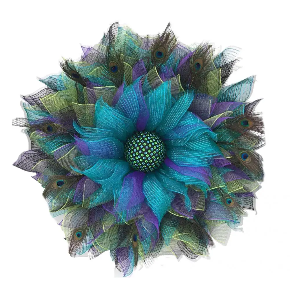 

Portable Gauze Peacock Pattern Door Exquisite Wreath for Front Door