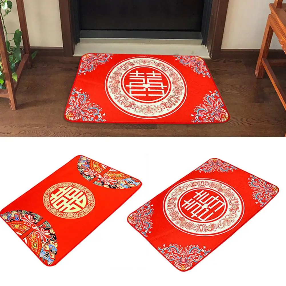 Красный нескользящий коврик Свадебный в китайском стиле домашний для спальни