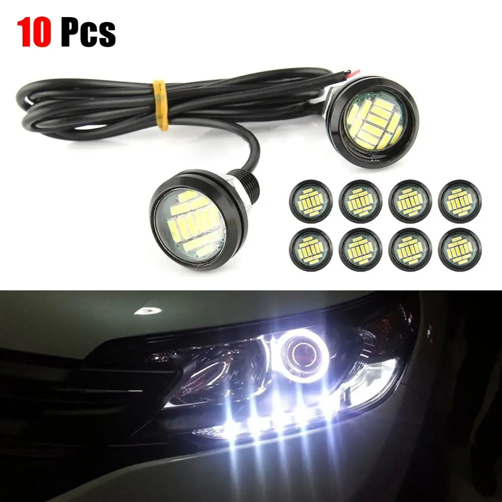 

10 PCS Blue DC 12V 15W Eagle Eye LED Daytime Running DRL Backup Light Car Rock Lamp 3SMD/Bulb IP65 50000H Metal Super Bright Led
