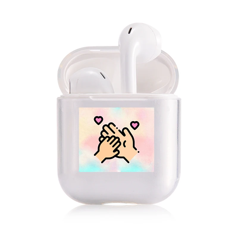 I300217 Хроматический модный наушник чехол для Apple Airpods чехол простой милый любовь сердце Bluetooth поп AirPods чехол прозрачный жесткий чехол - Цвет: I300217