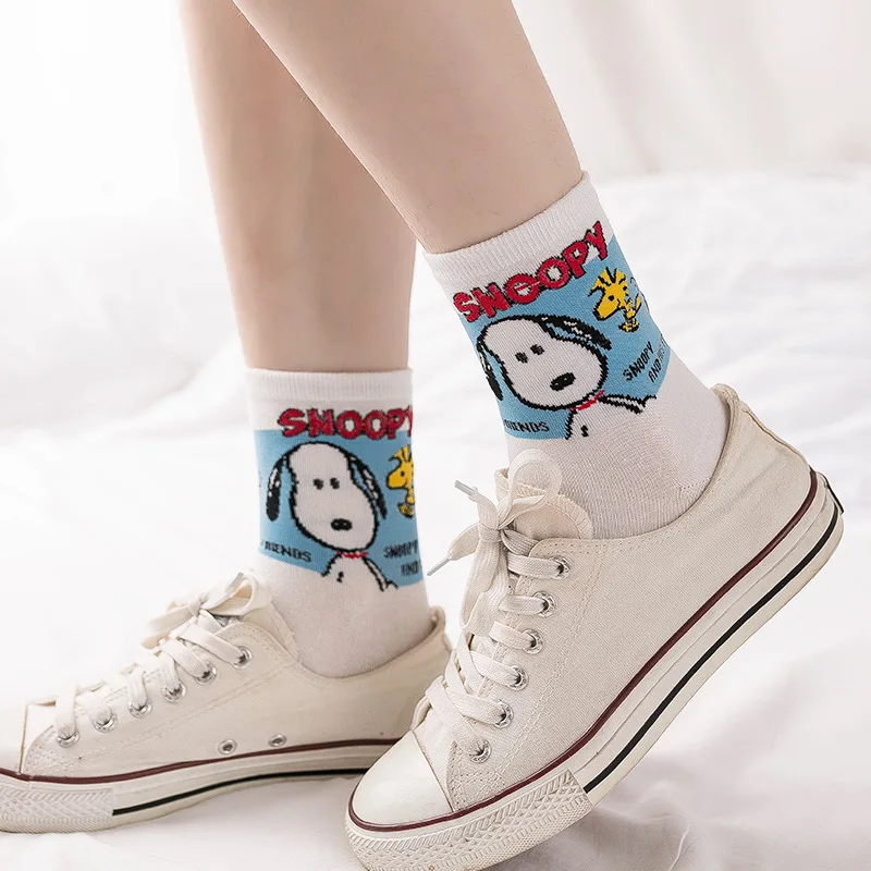 Женские Забавные милые носки с героями мультфильмов Kawaii черно белые мягкие