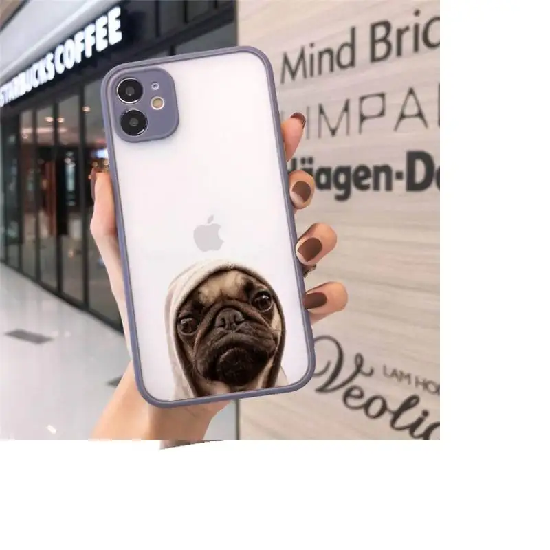 

Pug Dog French Bulldog Phone Case Matte For iPhone 12 Mini 11 Pro XR XS Max 7 8 Plus X Hard PC Back Cover