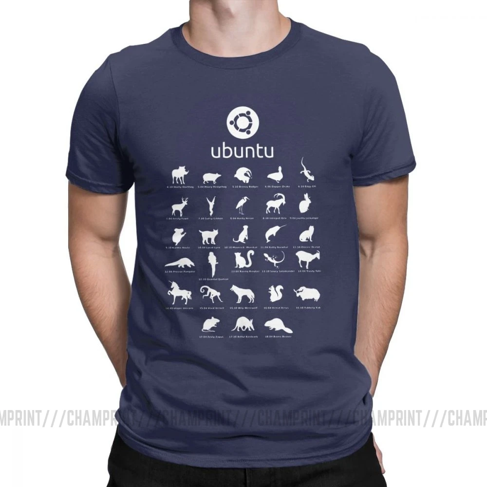 Забавные футболки Ubuntu Linux для мужчин, хлопковая Футболка с вырезом лодочкой, Distro Linux Debian, футболки с коротким рукавом, одежда с принтом - Цвет: Тёмно-синий