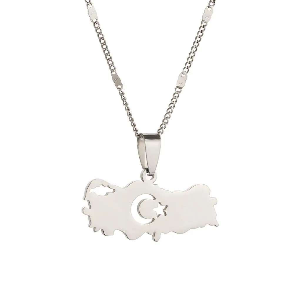 Нержавеющая сталь Турция кулон карта Женщины Мужчины ожерелье Турецкая Модные