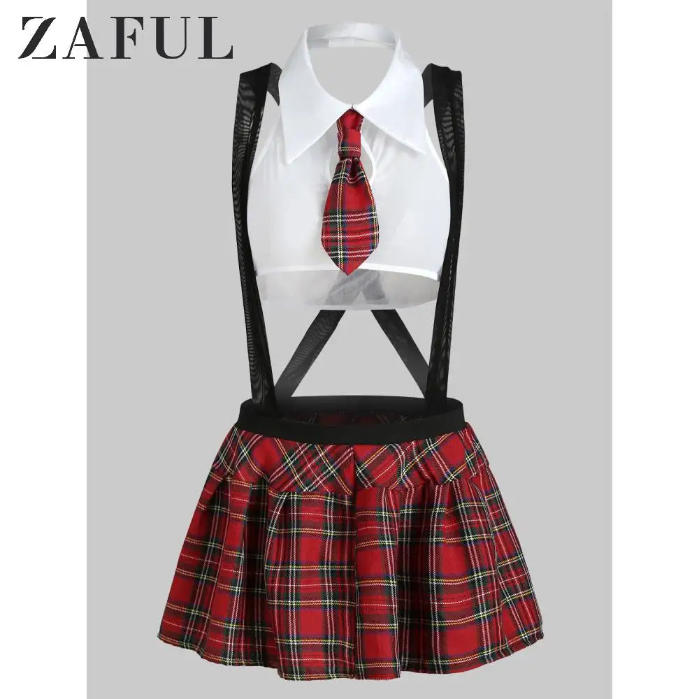 ZAFUL сарафан в клетку, Школьное нижнее белье для девочек, костюм Студенческая одежда костюм для ролевых игр из двух предметов, белый цвет, косплей, Рождество, Лидер продаж года