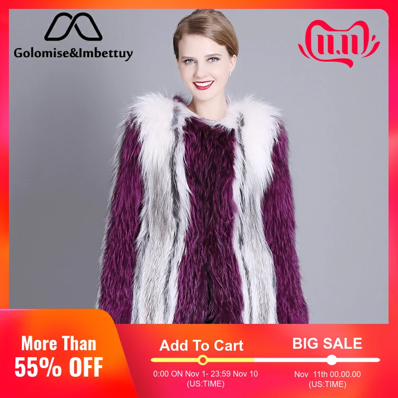Golomise&ampImbettuy Ladies Fashion Natural Fox Fur Coat Women Winter Real/Genuine Knitted Coat/Jackets | Женская одежда
