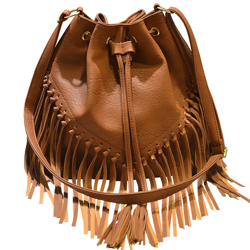 

Large capacity women's handbag 2021 new tassel bag woven bag women's One Shoulder Messenger Bag retro women's bag