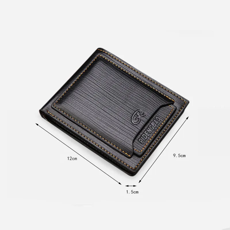 

Small Men's Leather Wallet Vintage Credit Card Holder Luxury Designer Short Trifold Money Clip Bag Clutch Male Purses Black