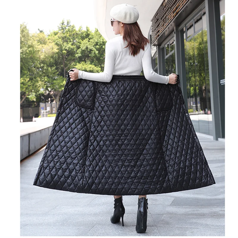 Женская юбка карандаш с эластичной резинкой на талии Saias Longa 4XL теплая хлопковая