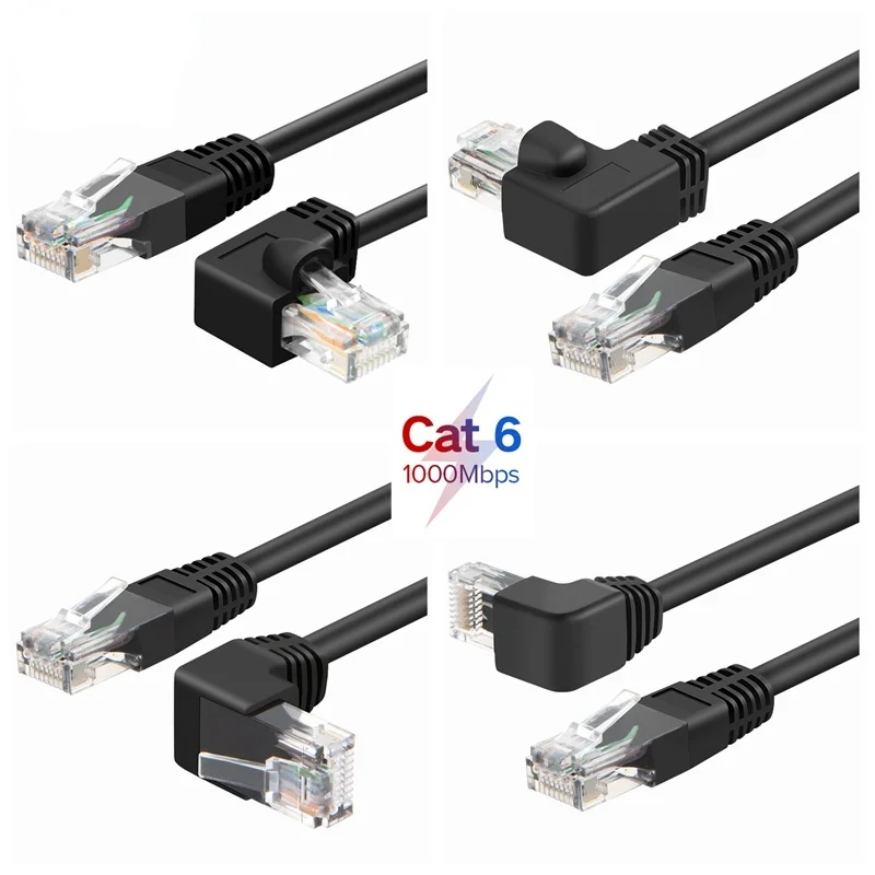 

1m 1.8m 3m RJ45 Cable 26AWG CAT6 UTP Side Angled L Shape RJ45 Patch Cord Shape Ethernet Cable CAT5 Lan Cable Gigabit CAT6 Elbow