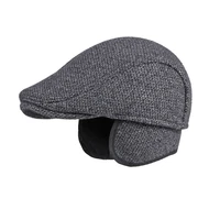 middle aged and elderly fathers peaked hat mens autumn and winter wool beret cap british warm eaflap forward hat