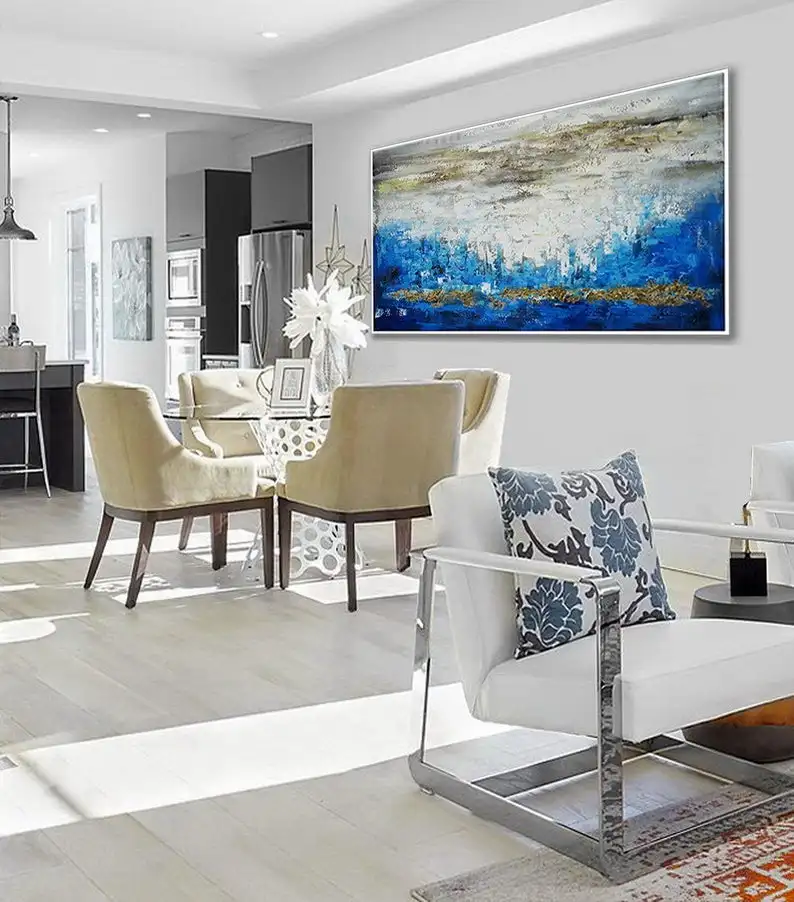 Koop Oversize Wall Art Extra Grote Geweven Hedendaagse Textuur Moderne Kunstwerk Horizontale Abstract Acryl Panoramisch Canvas Schilderij