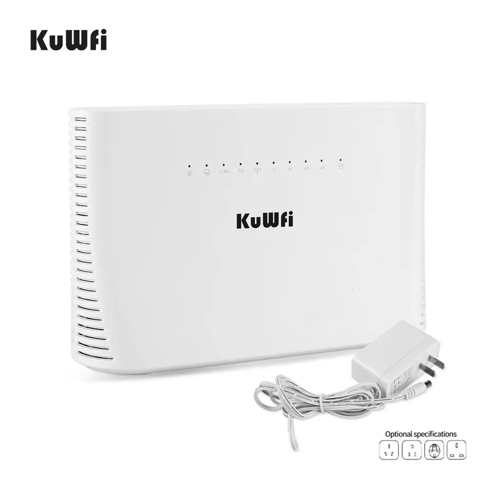 KuWFi 4G Router SIM 1200Mbps 2.4G&5G Wireless Home WIFI Router Unlocked FDD/TDD With RJ45 Port Up to 64 Wifi Users