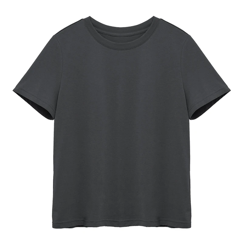 

2021 Summer New Basic Top Simple Solid Color T-shirt for Women All-Match Casual Short-Sleeved Tshirt Thin Straight Fashion Tee