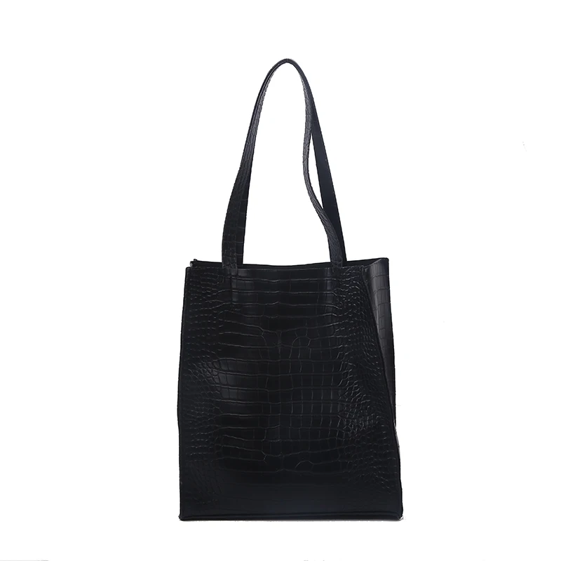 

Crocodile Design Handbags For Women 2021 Large-capacity Shoulder Crossbody Bucket Bag PU Leather Female Travel Tote
