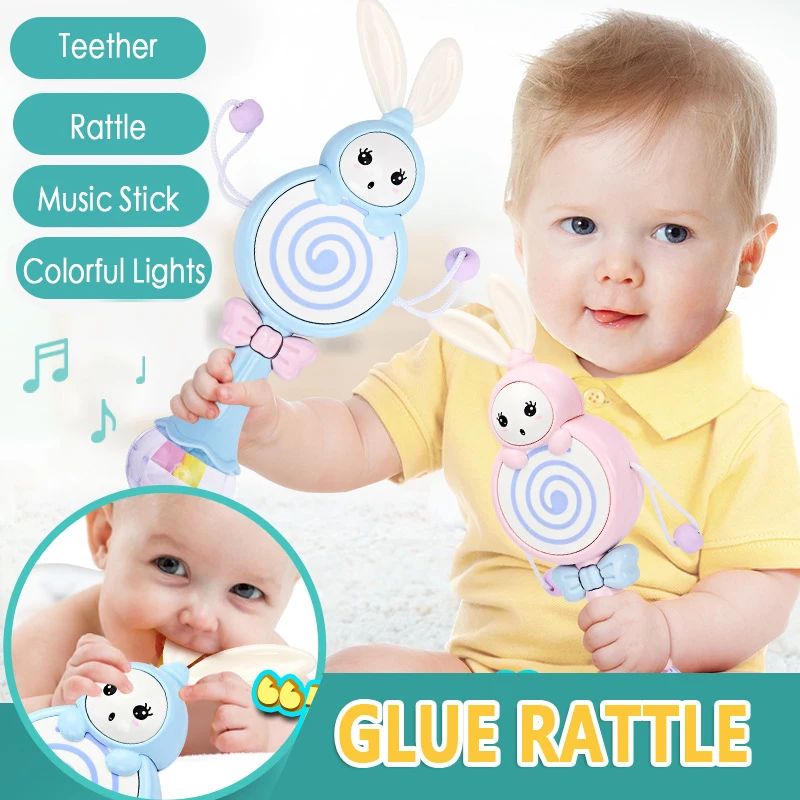 

Rattle Baby Toy Drum 0-3-6-12 Months Can Bite With Music Educational Toys Baby Animal Hand Bell Rattle Toys Christmas Gift