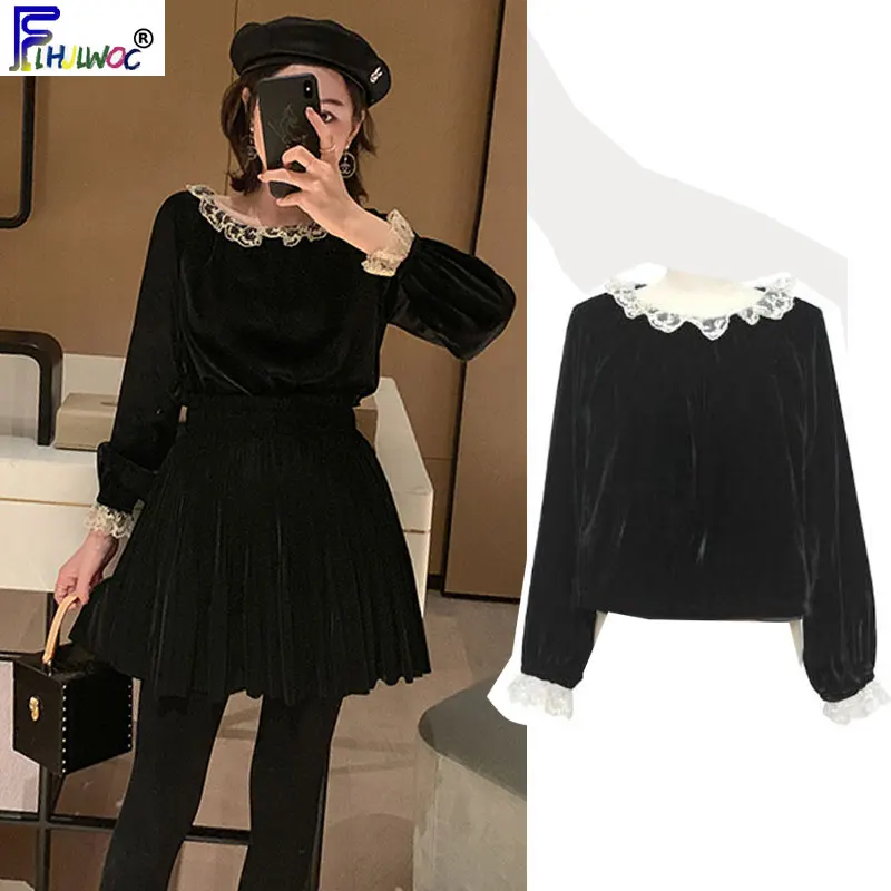 Укороченный женский топ с кружевом базовый модный белый расклешенными рукавами