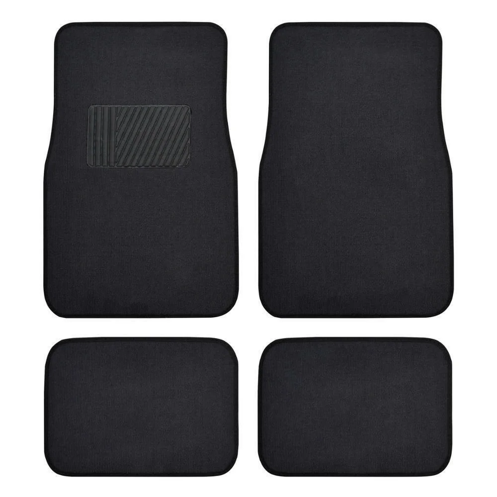 

4 Pieces Of Car Mat Set Carpet Floor Protection-black Comfortable Cushion