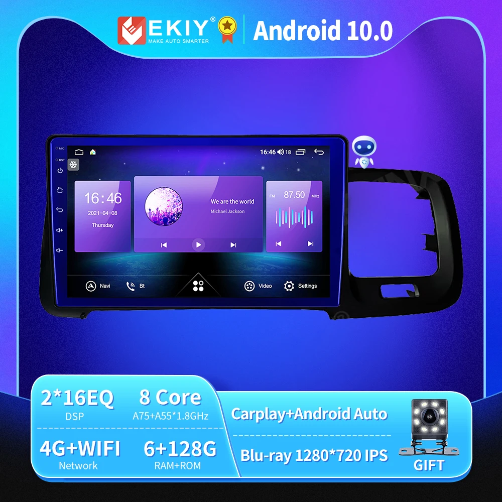 

EKIY 6+128G 8 CORE Autoradio Android 10 For Volvo S60 V60 2011-2020 Car Radio Multimedia Blu-ray IPS QLED Navifation GPS no 2din